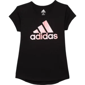 Adidas Big Girl's Contrast Logo Graphic Pint Cotton Active T-Shirt