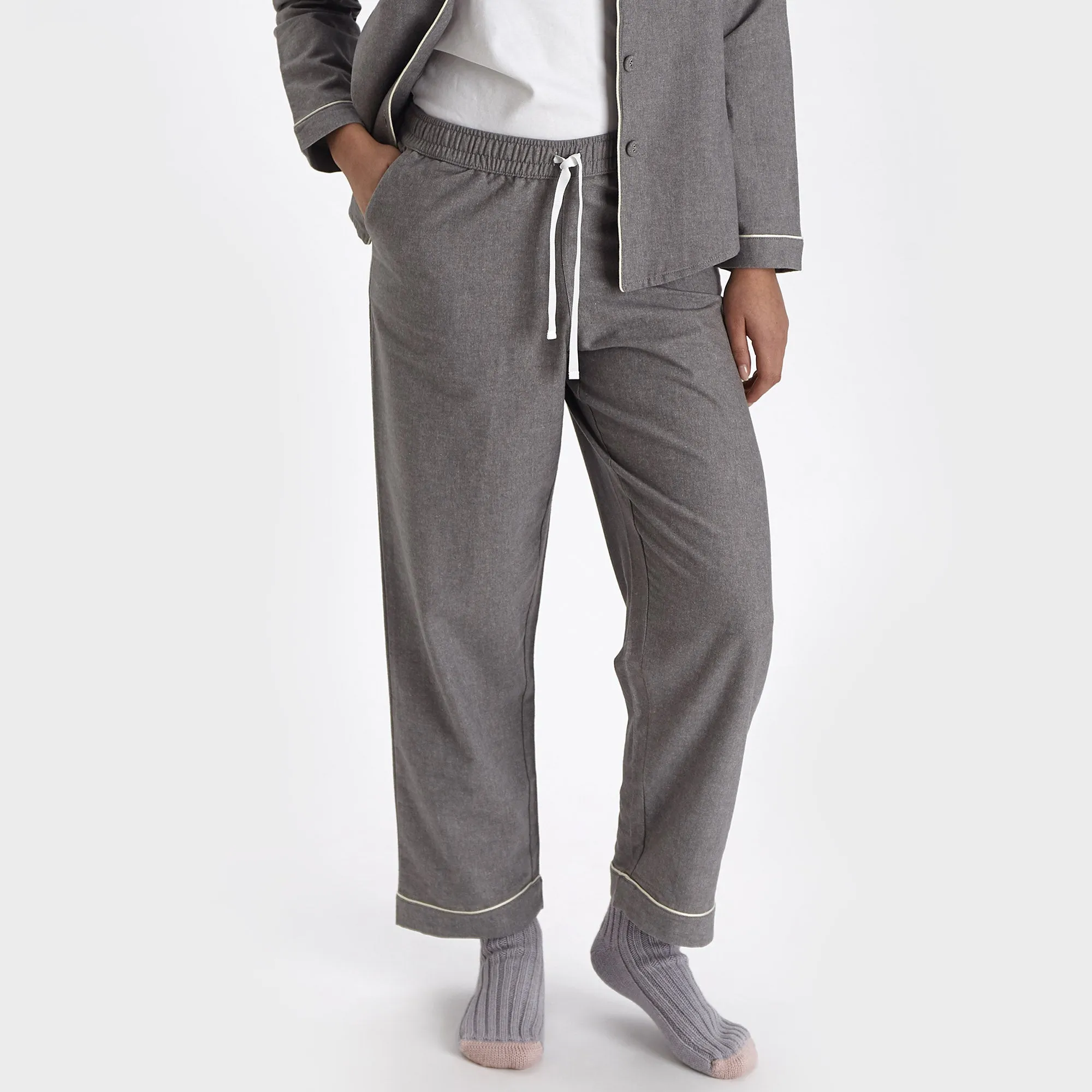 Arove Pyjama Bottoms [Stone grey/Natural white]