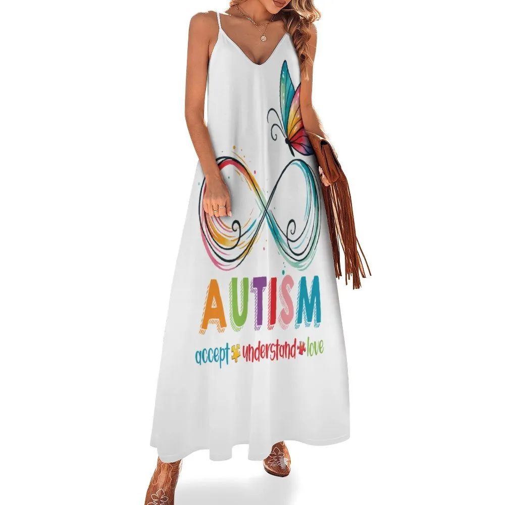 Autism Spaghetti Strap Ankle-Length Dress Long dress