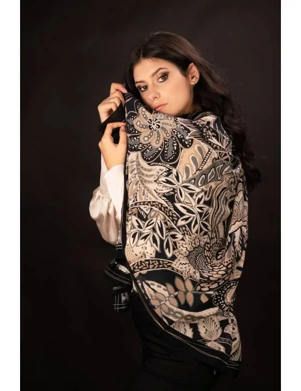 Bet and Malfie Irina Long Silk Foulard Scarf