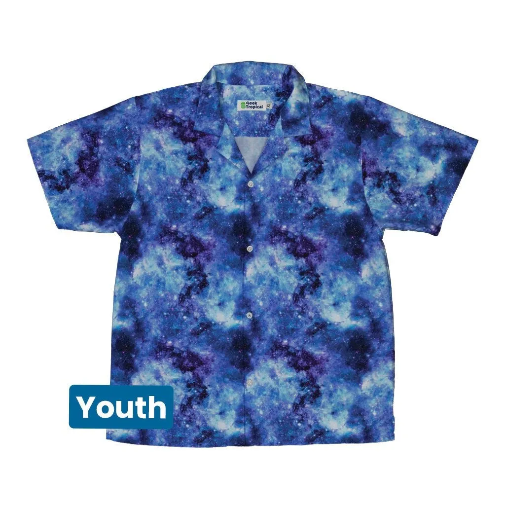 Blue Purple Nebula Space Youth Hawaiian Shirt