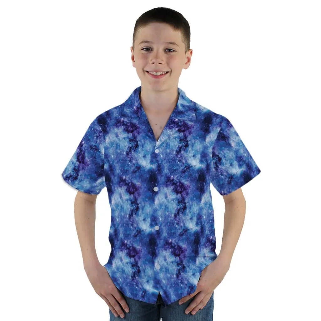 Blue Purple Nebula Space Youth Hawaiian Shirt