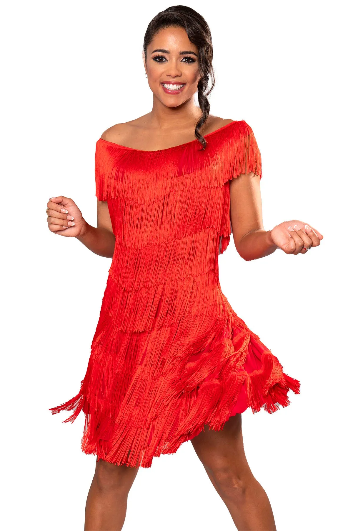 Dance America D2420 Multiple Layers of Full Fringe Latin Practice Dress in Stock