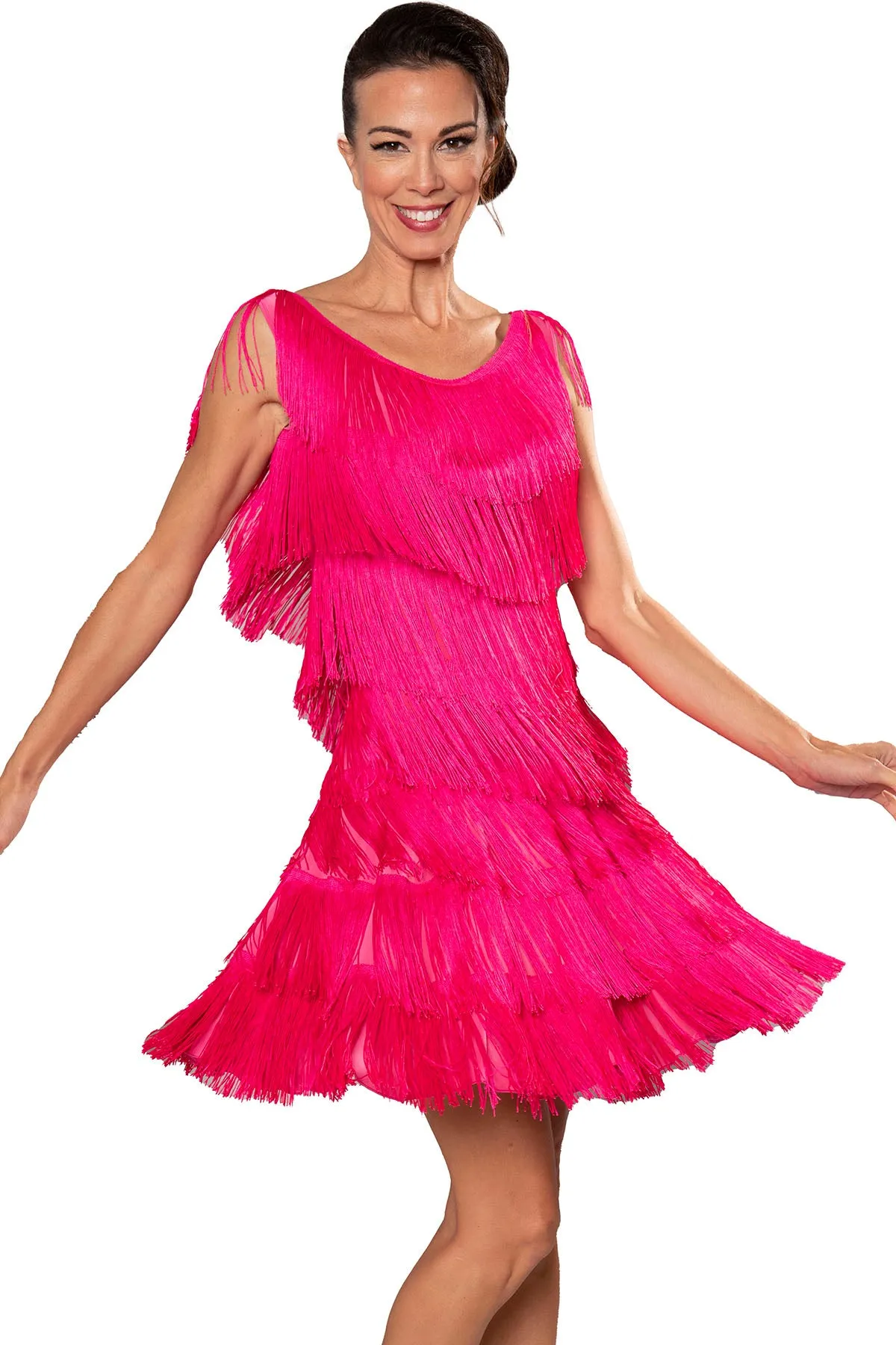 Dance America D2420 Multiple Layers of Full Fringe Latin Practice Dress in Stock