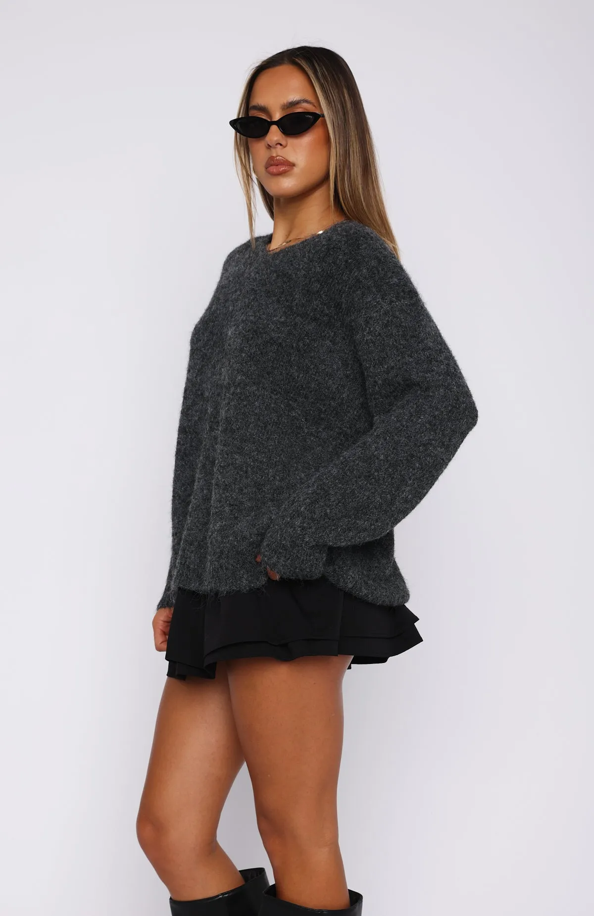 Don't Doubt It Oversized Sweater Charcoal