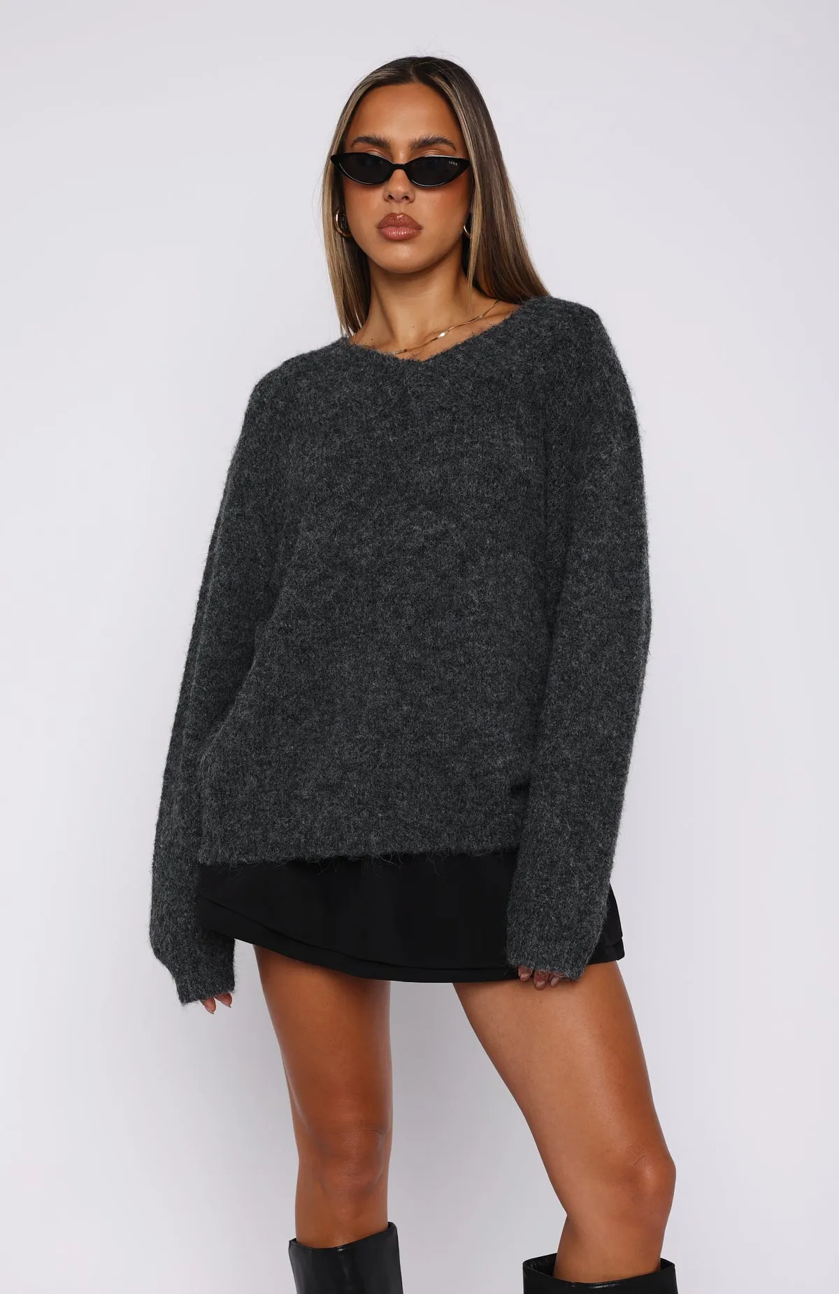 Don't Doubt It Oversized Sweater Charcoal