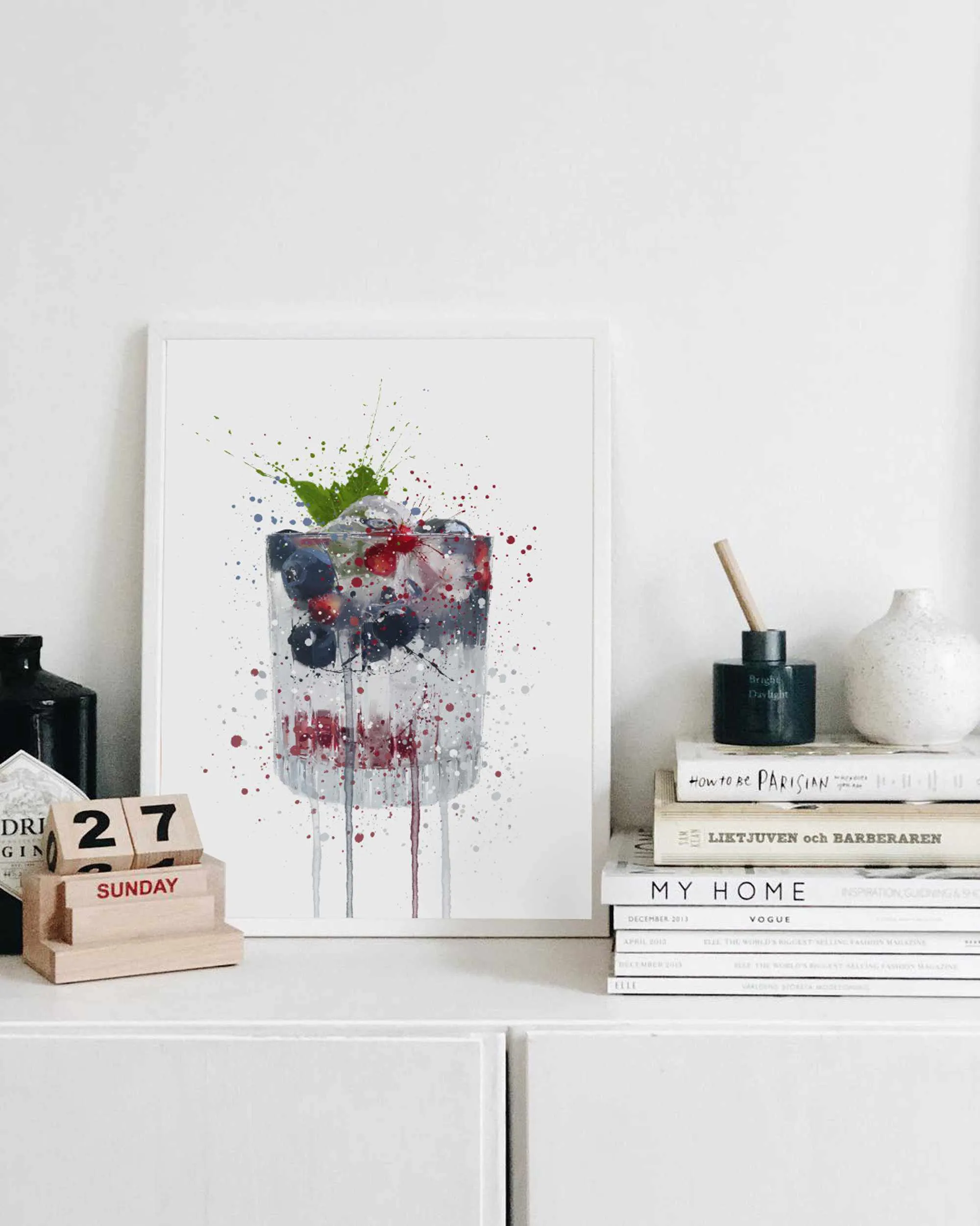 Gin and Tonic 'Blueberry & Pomegranate' Wall Art Print