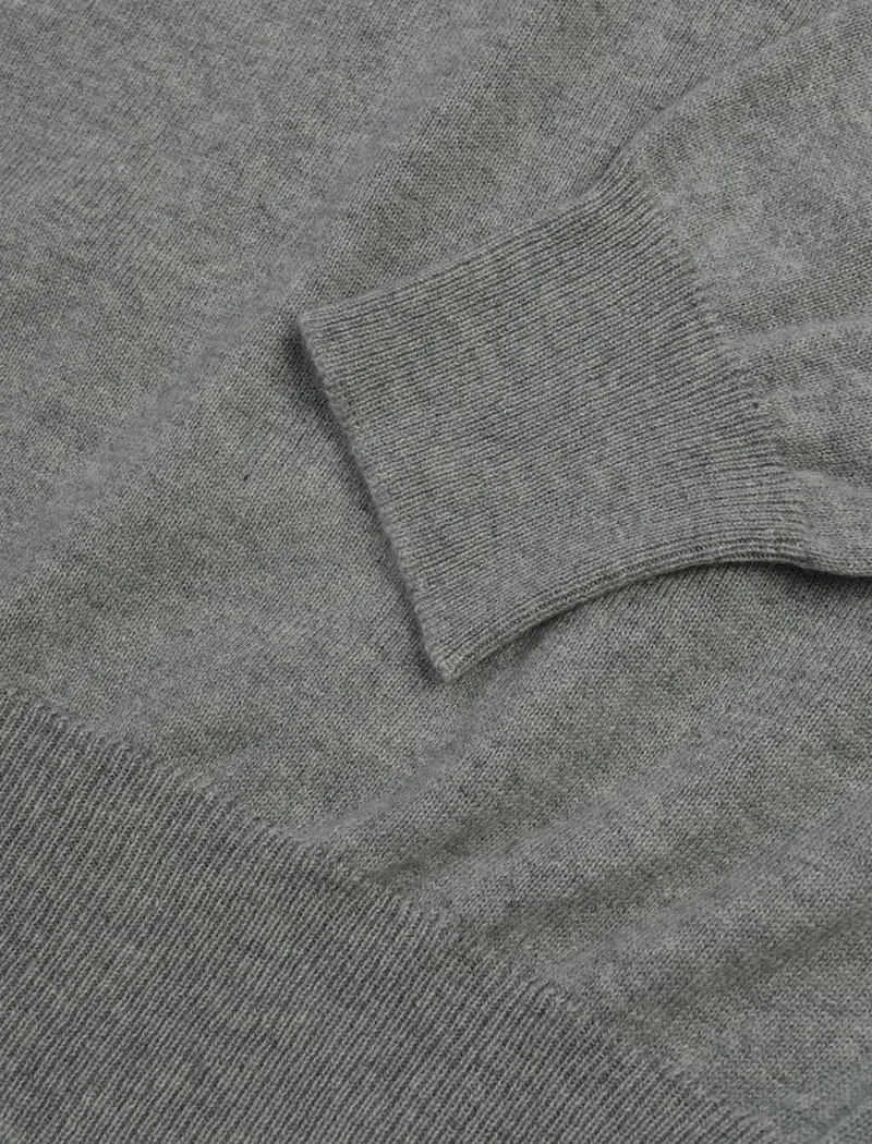 Grey Mock Neck Cashmere Quarter Zip Jumper