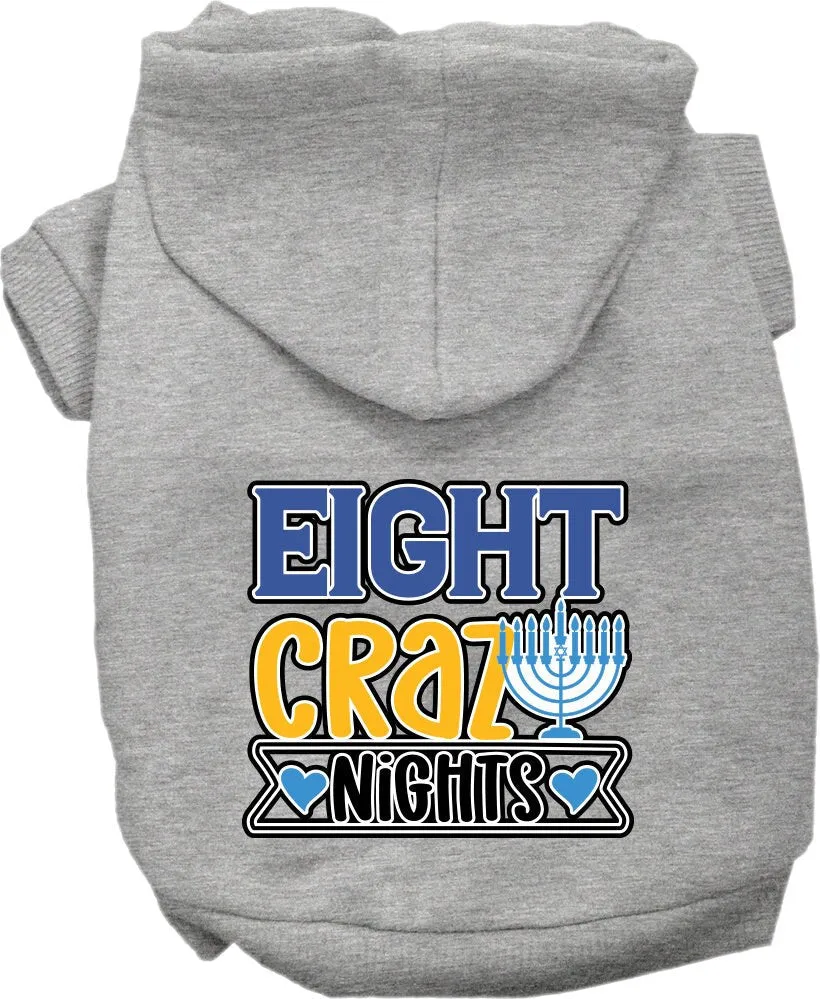 Hanukkah Pet, Dog and Cat Hoodie Screen Printed, "Eight Crazy Nights"