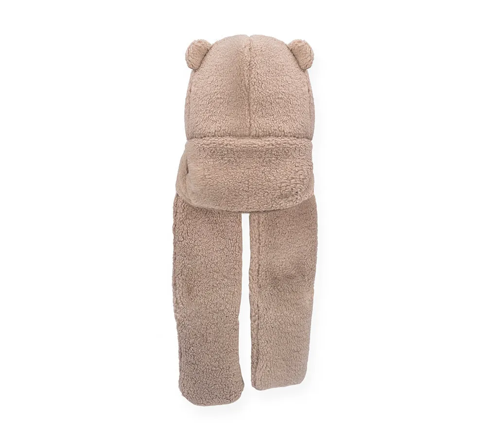 Hat Scarf and Gloves 3 In 1 Cute Bear Plush Hat