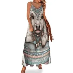 Highlander Cow Spaghetti Strap Ankle-Length Dress Long dress