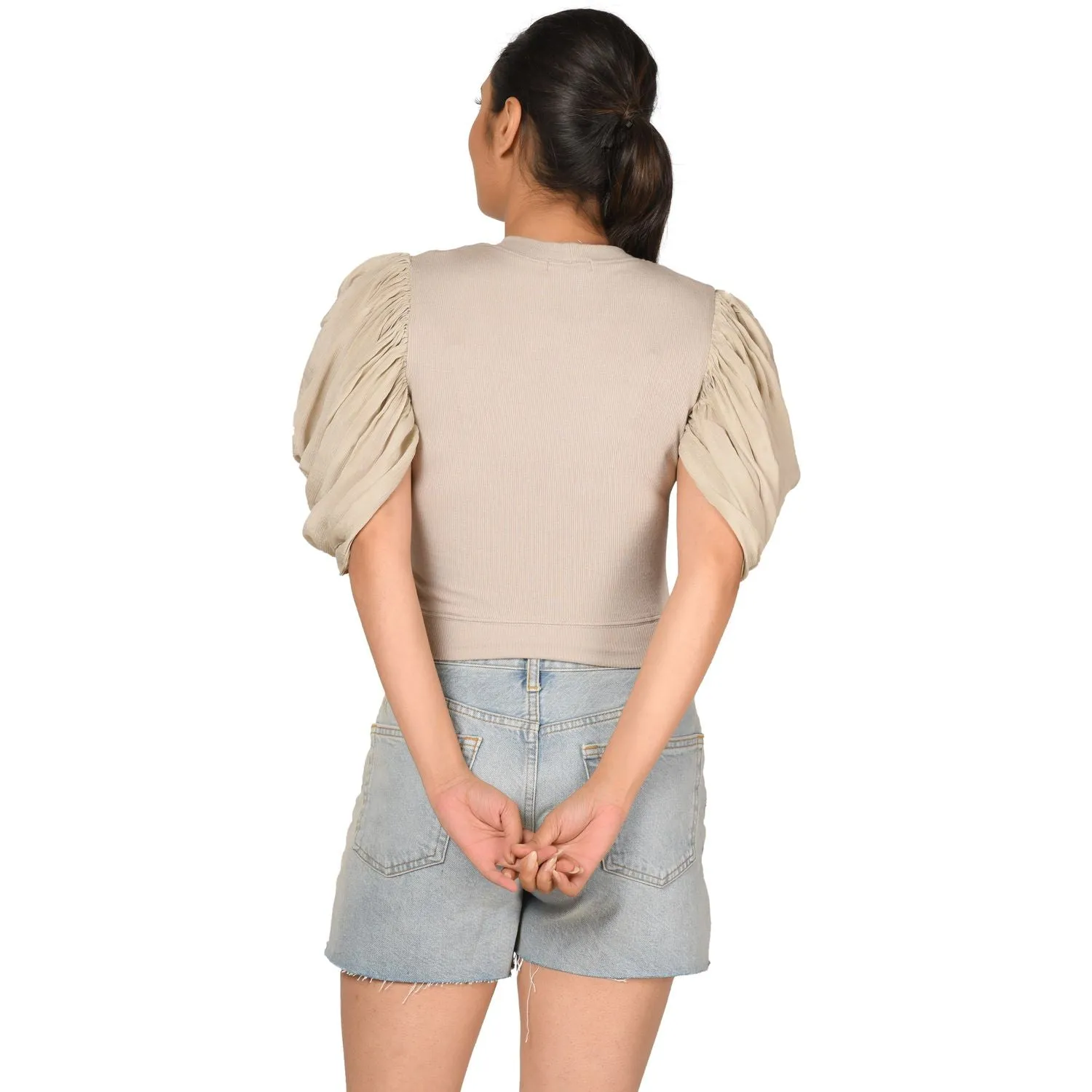 Hosiery Blouses - Mesh Pleated Sleeves