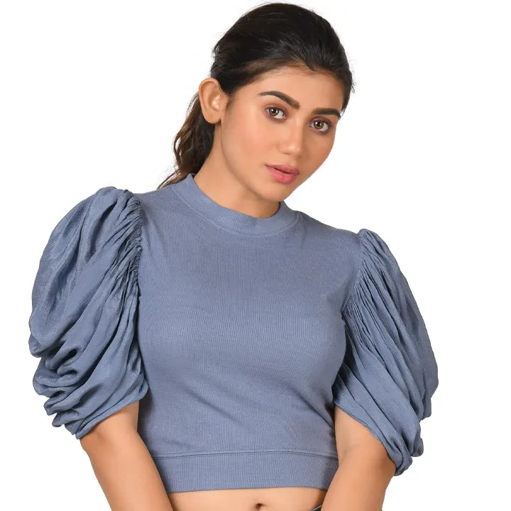 Hosiery Blouses - Mesh Pleated Sleeves