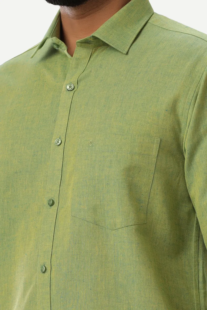 Linen Classic - Light Green Formal Shirts for Mens | Uathayam