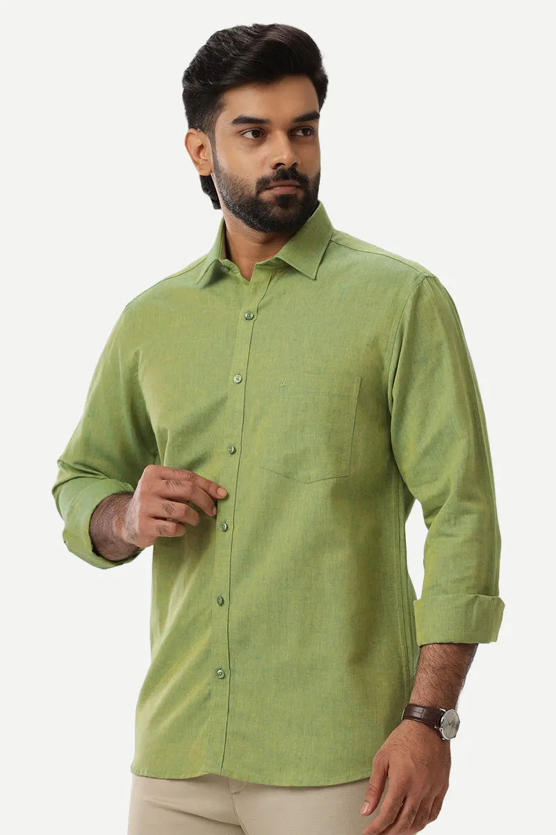 Linen Classic - Light Green Formal Shirts for Mens | Uathayam