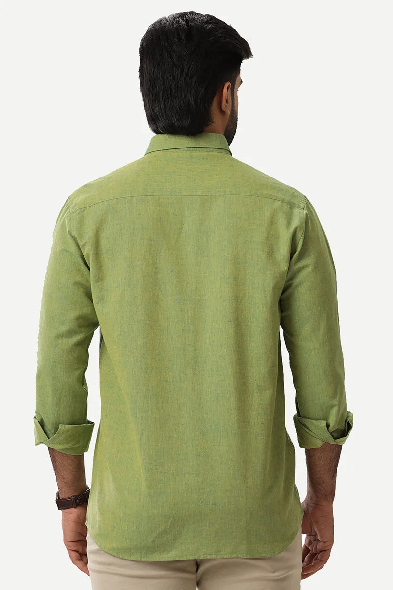 Linen Classic - Light Green Formal Shirts for Mens | Uathayam