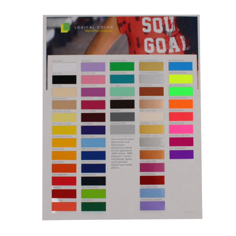 Logical Color WarmPEEL Universal Heat Transfer Vinyl Color Chart