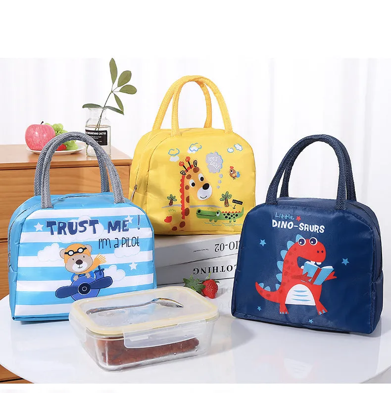 Lunch Box Insulated Bag Soft Leakproof Lunch Bag for Kids Men Women, Durable Thermal Lunch Pail for School Work Office | Fit 6 Cans-Green Dino