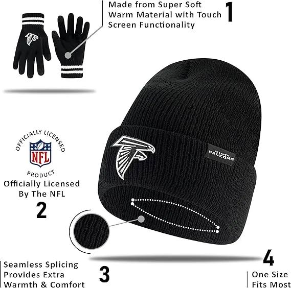 NFL Official Adults Super Soft Marled Winter Beanie Knit Hat with Extra Warm Touch Screen Gloves|Green Bay Packers