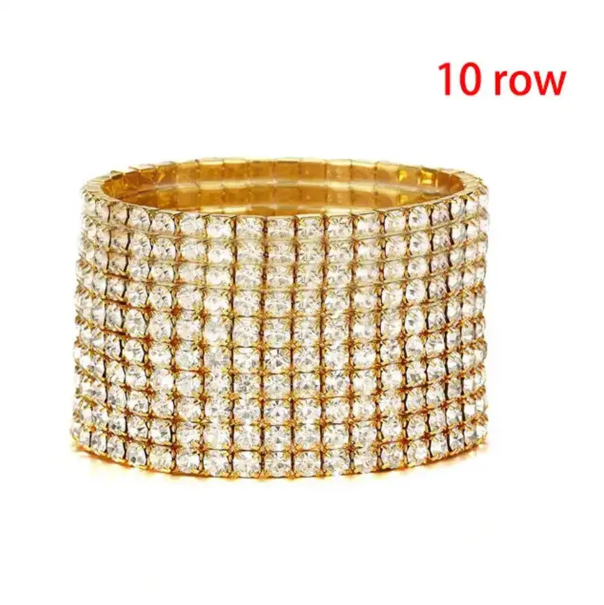 Nicky 10 Rows Rhinestone Stretch Bracelet