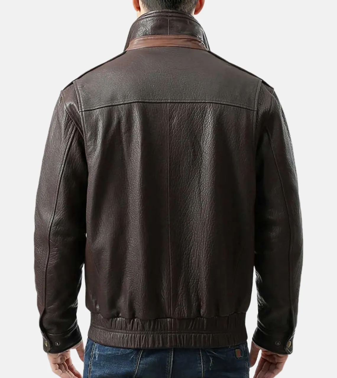 Notch Collar Men's Leather Bomber Jacket