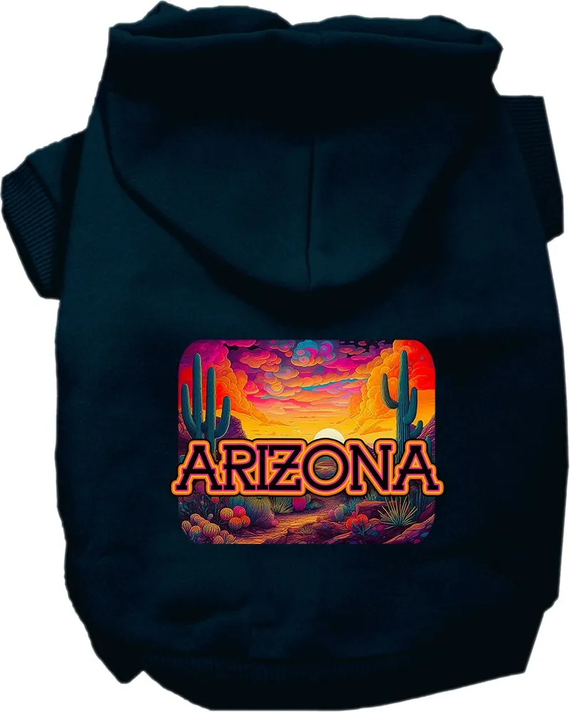 Pet Dog & Cat Screen Printed Hoodie for Medium to Large Pets (Sizes 2XL-6XL), "Arizona Neon Desert"