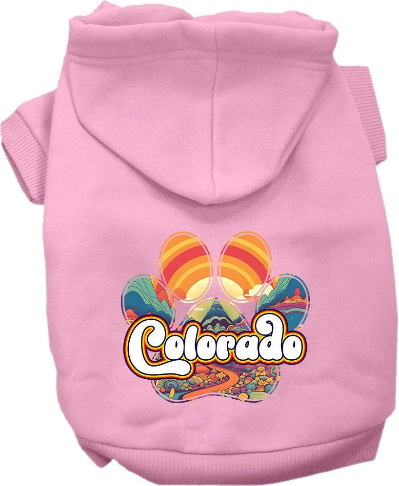 Pet Dog & Cat Screen Printed Hoodie for Medium to Large Pets (Sizes 2XL-6XL), "Colorado Groovy Summit"