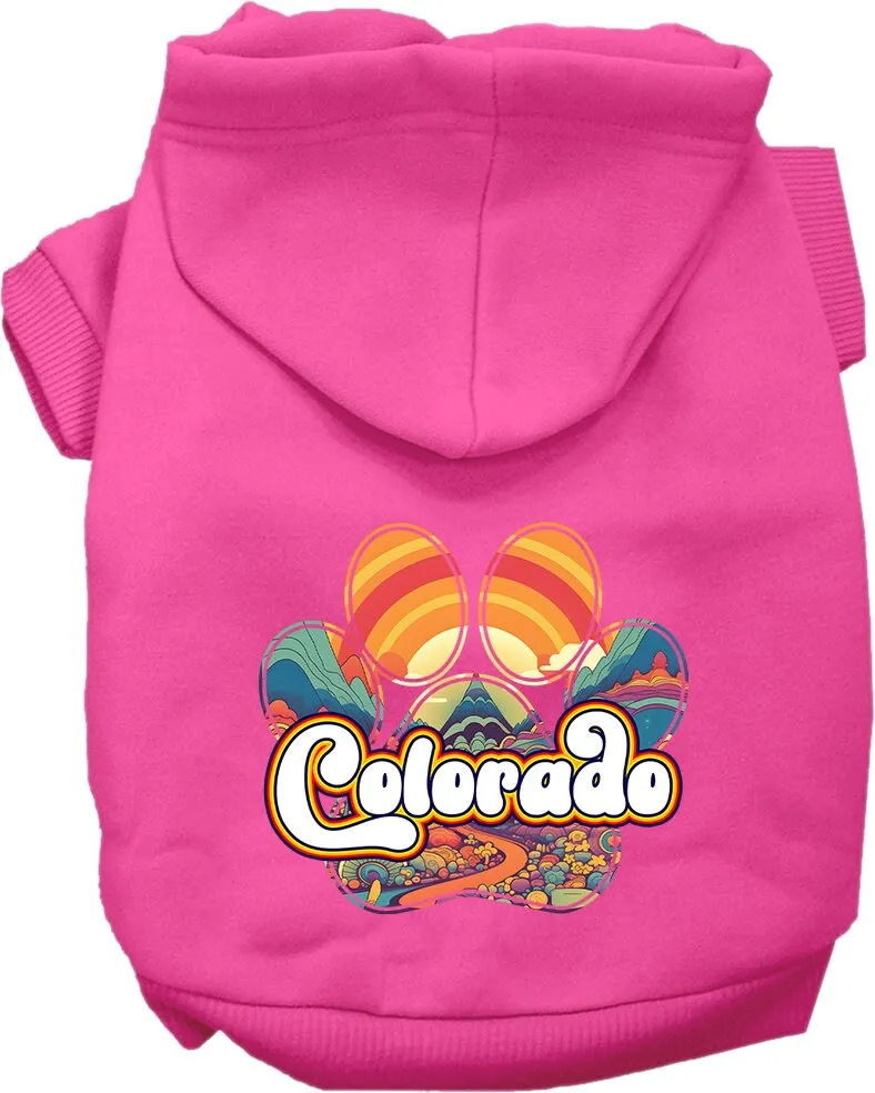 Pet Dog & Cat Screen Printed Hoodie for Medium to Large Pets (Sizes 2XL-6XL), "Colorado Groovy Summit"