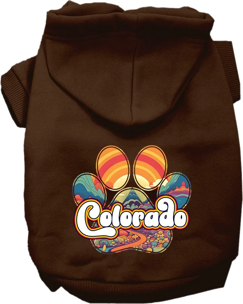 Pet Dog & Cat Screen Printed Hoodie for Medium to Large Pets (Sizes 2XL-6XL), "Colorado Groovy Summit"