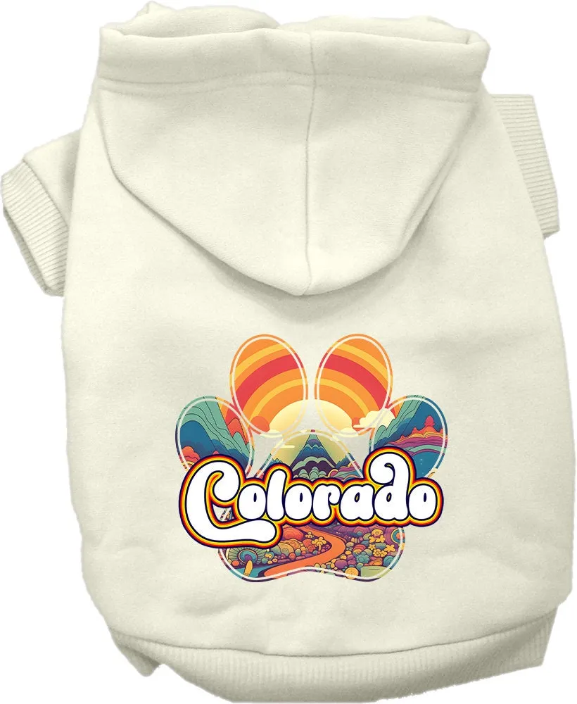 Pet Dog & Cat Screen Printed Hoodie for Medium to Large Pets (Sizes 2XL-6XL), "Colorado Groovy Summit"