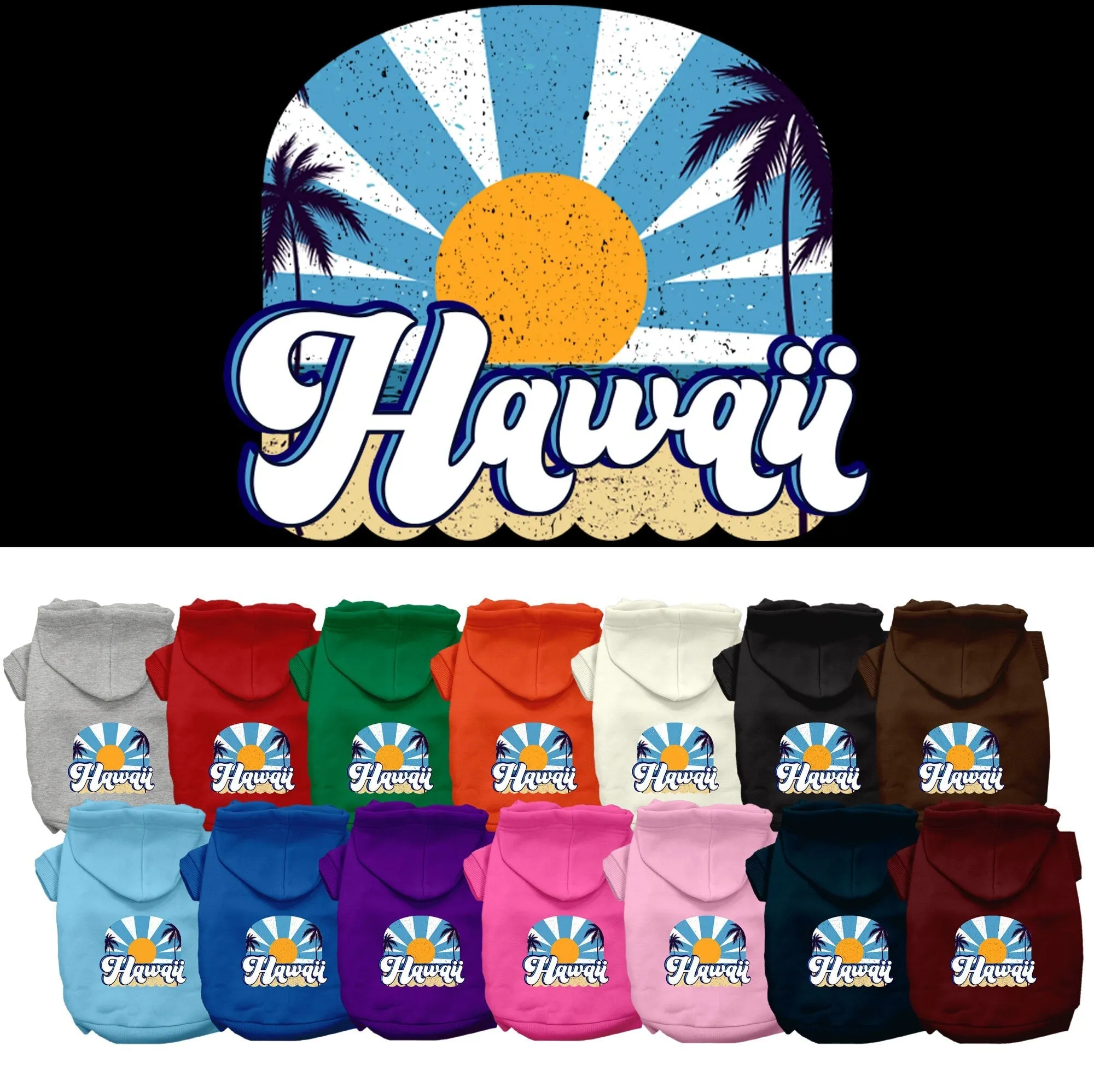 Pet Dog & Cat Screen Printed Hoodie for Medium to Large Pets (Sizes 2XL-6XL), "Hawaii Coast"