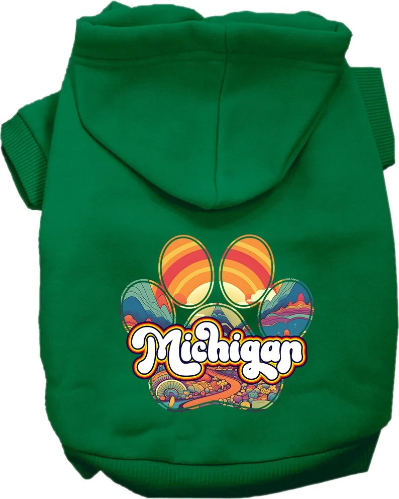 Pet Dog & Cat Screen Printed Hoodie for Medium to Large Pets (Sizes 2XL-6XL), "Michigan Groovy Summit"