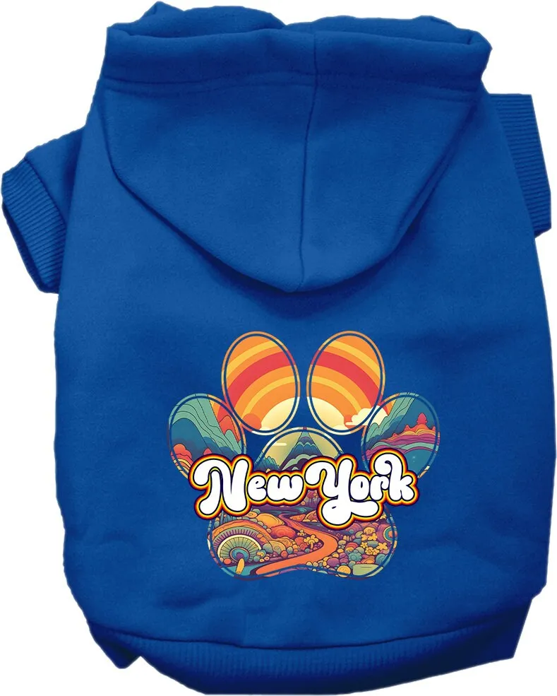 Pet Dog & Cat Screen Printed Hoodie for Medium to Large Pets (Sizes 2XL-6XL), "New York Groovy Summit"