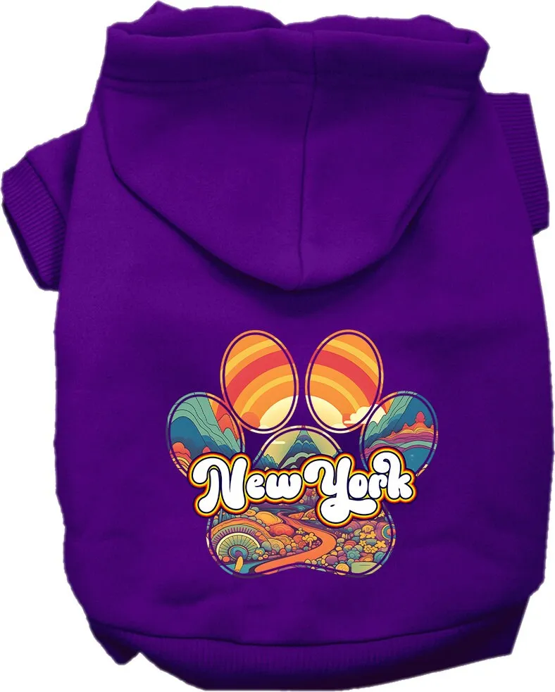 Pet Dog & Cat Screen Printed Hoodie for Medium to Large Pets (Sizes 2XL-6XL), "New York Groovy Summit"