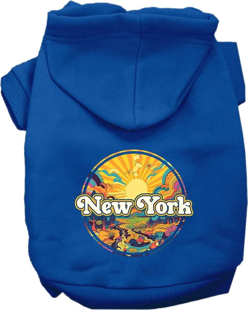 Pet Dog & Cat Screen Printed Hoodie for Medium to Large Pets (Sizes 2XL-6XL), "New York Trippy Peaks"