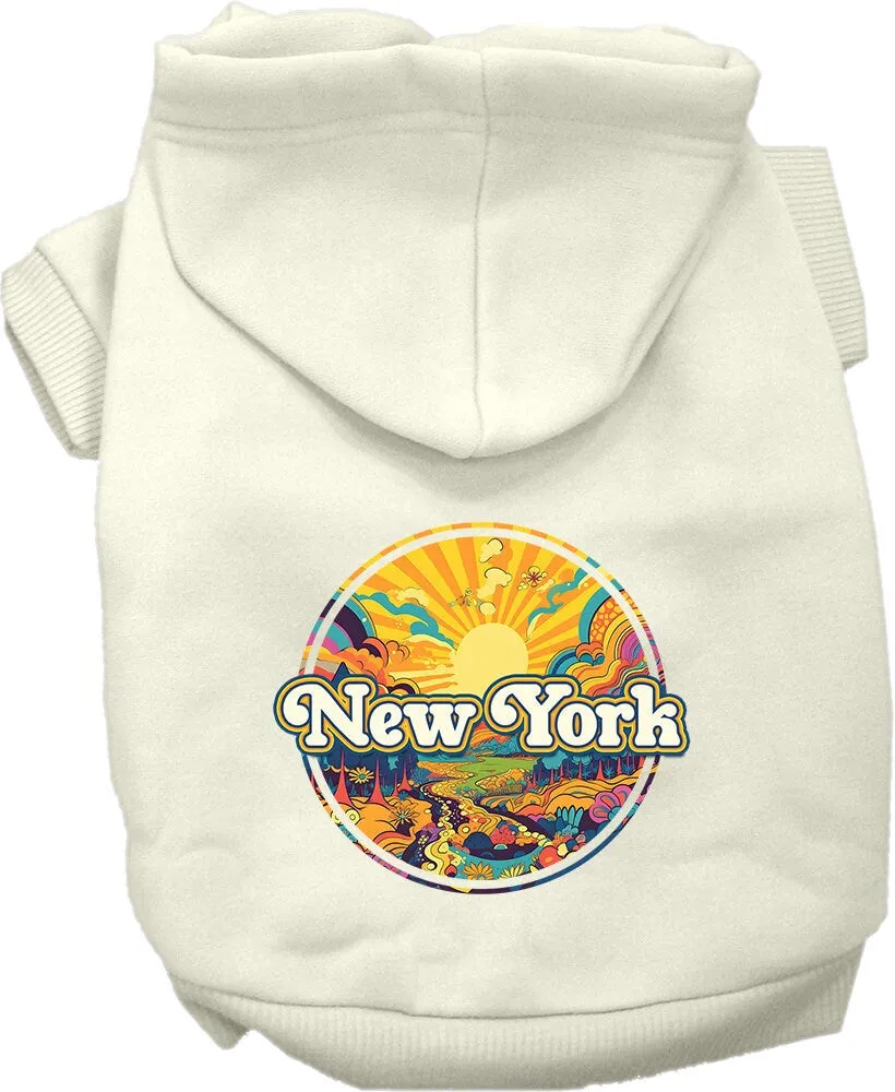 Pet Dog & Cat Screen Printed Hoodie for Medium to Large Pets (Sizes 2XL-6XL), "New York Trippy Peaks"