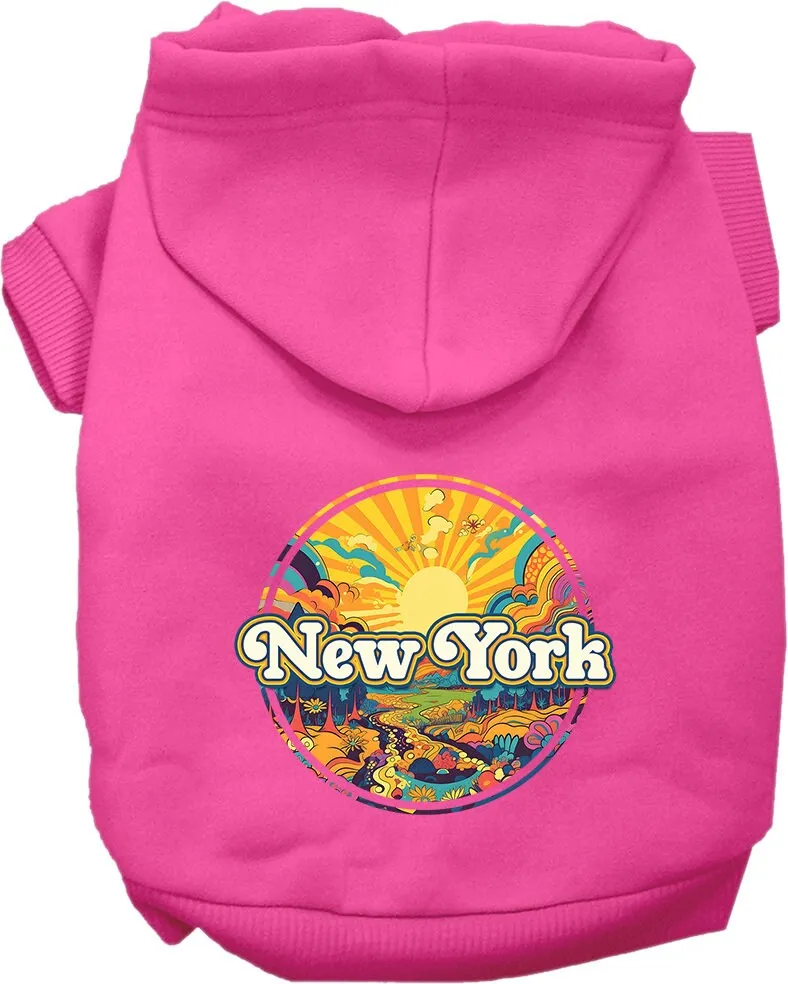 Pet Dog & Cat Screen Printed Hoodie for Medium to Large Pets (Sizes 2XL-6XL), "New York Trippy Peaks"