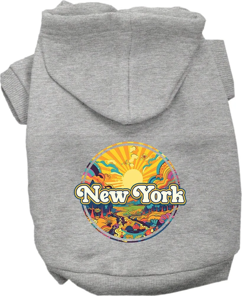 Pet Dog & Cat Screen Printed Hoodie for Medium to Large Pets (Sizes 2XL-6XL), "New York Trippy Peaks"