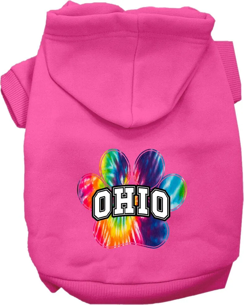 Pet Dog & Cat Screen Printed Hoodie for Medium to Large Pets (Sizes 2XL-6XL), "Ohio Bright Tie Dye"