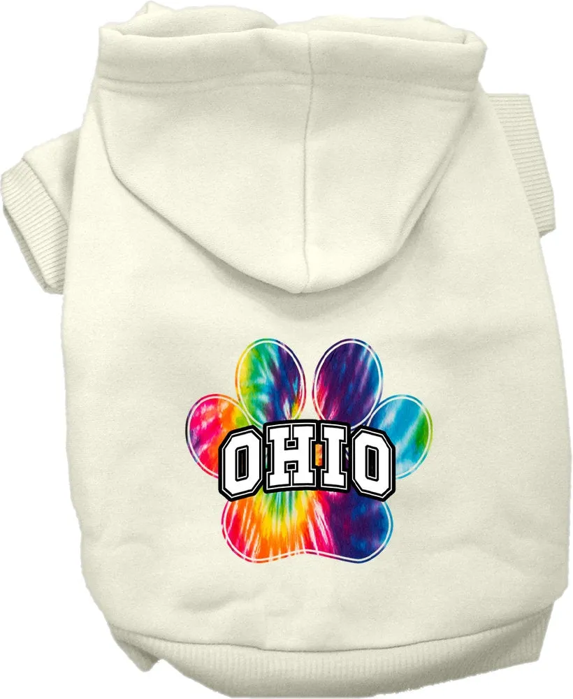 Pet Dog & Cat Screen Printed Hoodie for Medium to Large Pets (Sizes 2XL-6XL), "Ohio Bright Tie Dye"