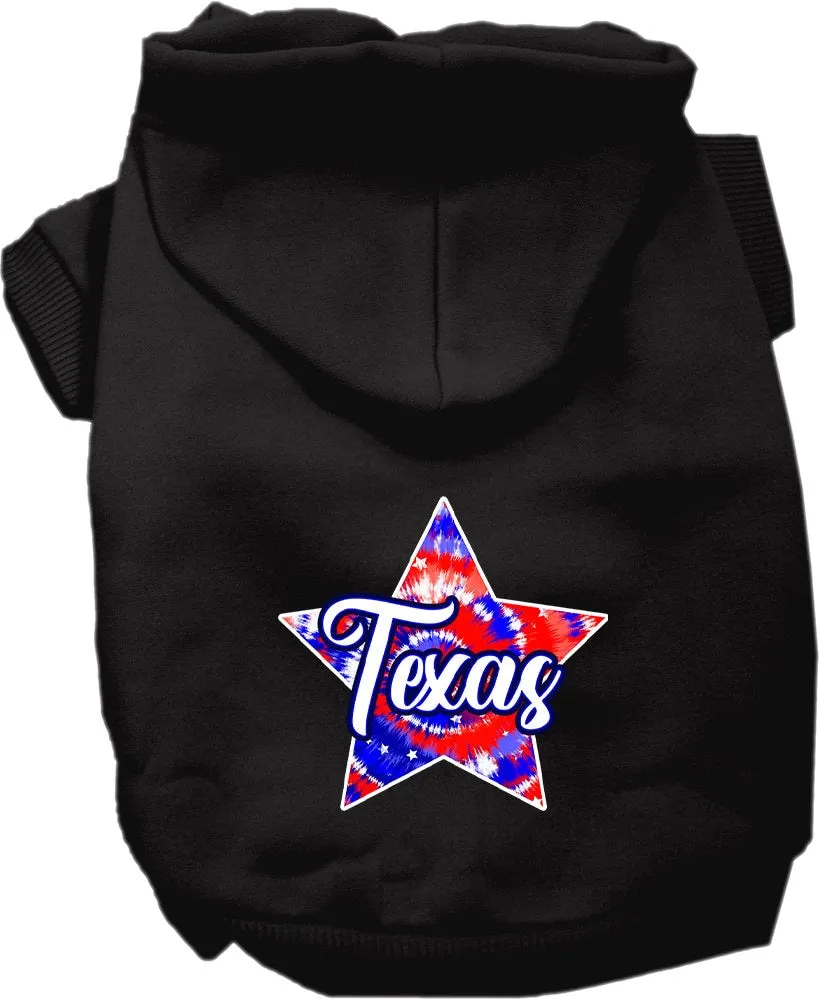 Pet Dog & Cat Screen Printed Hoodie for Medium to Large Pets (Sizes 2XL-6XL), "Texas Patriotic Tie Dye"