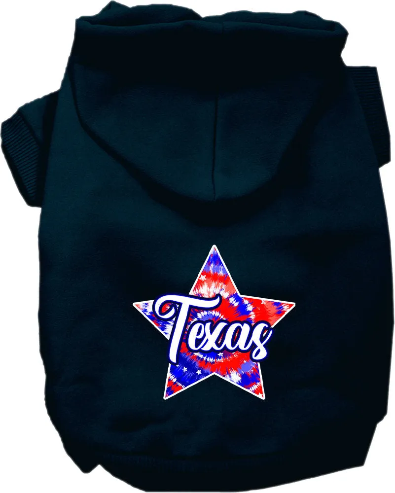 Pet Dog & Cat Screen Printed Hoodie for Medium to Large Pets (Sizes 2XL-6XL), "Texas Patriotic Tie Dye"