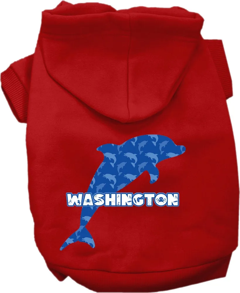 Pet Dog & Cat Screen Printed Hoodie for Medium to Large Pets (Sizes 2XL-6XL), "Washington Blue Dolphins"