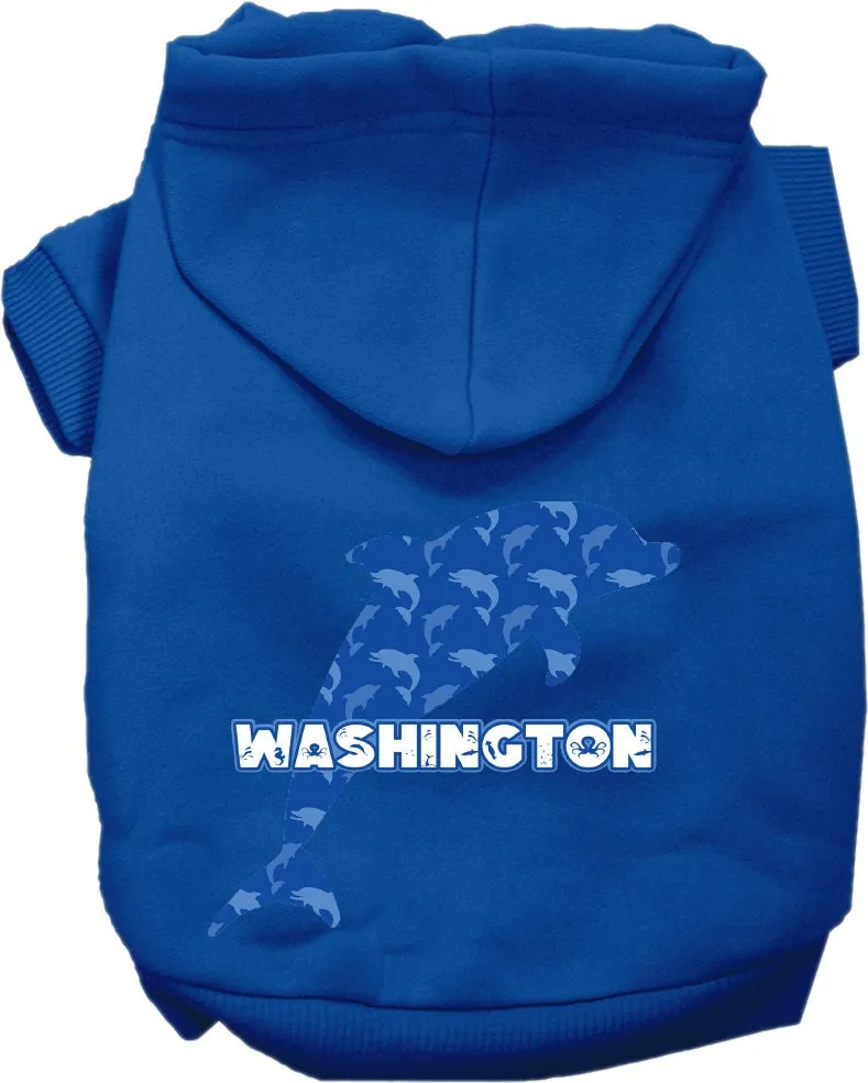 Pet Dog & Cat Screen Printed Hoodie for Medium to Large Pets (Sizes 2XL-6XL), "Washington Blue Dolphins"