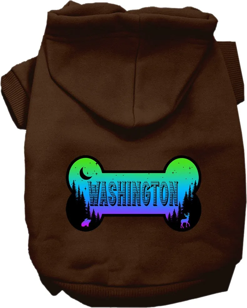 Pet Dog & Cat Screen Printed Hoodie for Medium to Large Pets (Sizes 2XL-6XL), "Washington Mountain Shades"