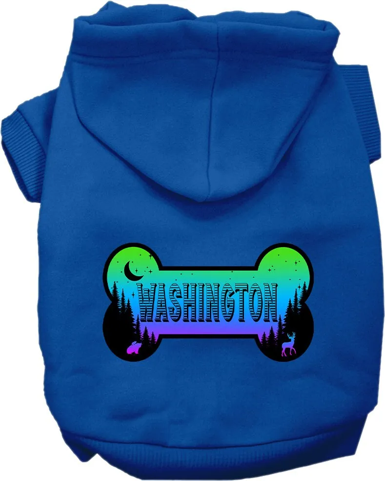 Pet Dog & Cat Screen Printed Hoodie for Medium to Large Pets (Sizes 2XL-6XL), "Washington Mountain Shades"