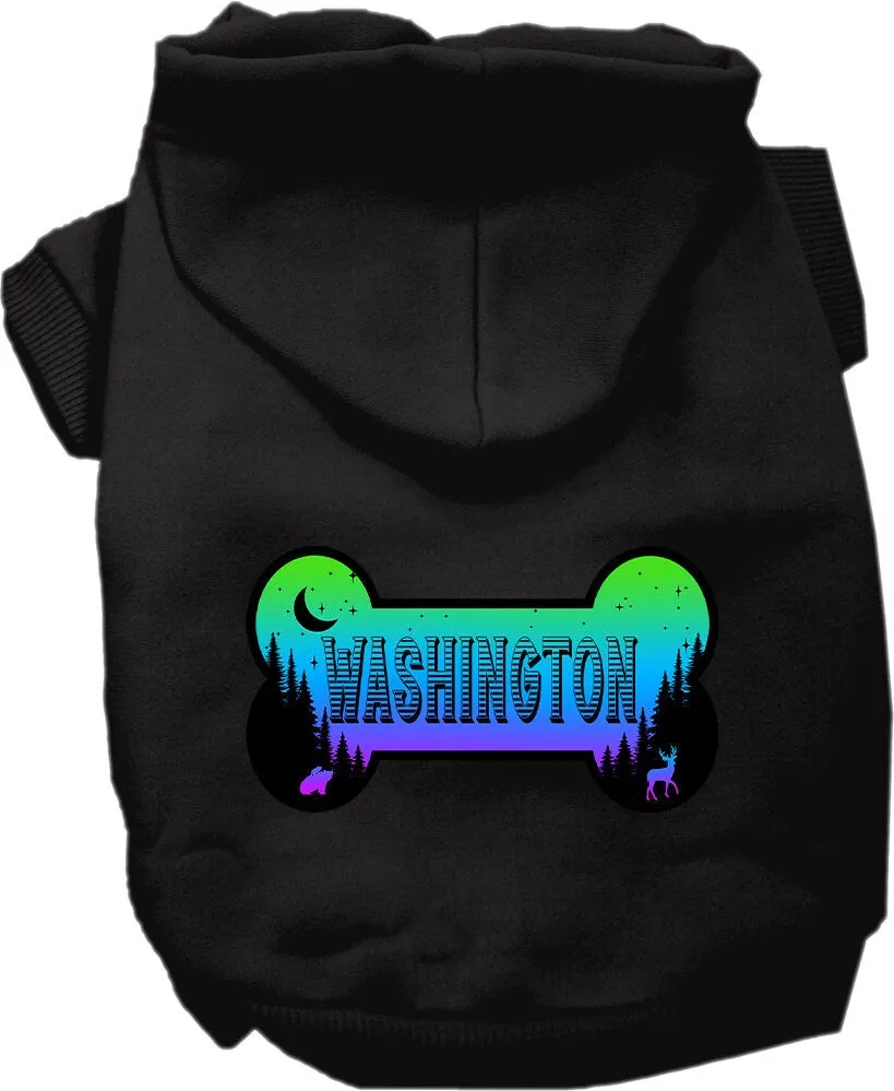 Pet Dog & Cat Screen Printed Hoodie for Medium to Large Pets (Sizes 2XL-6XL), "Washington Mountain Shades"