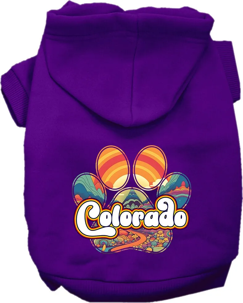 Pet Dog & Cat Screen Printed Hoodie for Small to Medium Pets (Sizes XS-XL), "Colorado Groovy Summit"