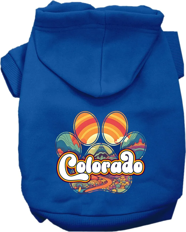 Pet Dog & Cat Screen Printed Hoodie for Small to Medium Pets (Sizes XS-XL), "Colorado Groovy Summit"