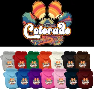 Pet Dog & Cat Screen Printed Hoodie for Small to Medium Pets (Sizes XS-XL), "Colorado Groovy Summit"